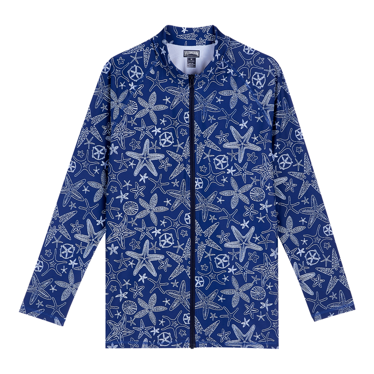 Men Zipper Long Sleeves Rashguard Starlettes Bicolores - Rocker-z - Blue - Size XXXL - Vilebrequin
