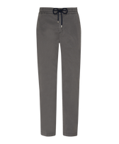 Men Tencel Cotton Elastic Waist Pants Anthracite front view