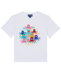 Camiseta de algodón con estampado Multicolore Medusa para niños Blanco vista frontal