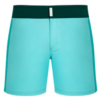 Maillot de bain court stretch ceinture plate homme color Block Lagon vue de face
