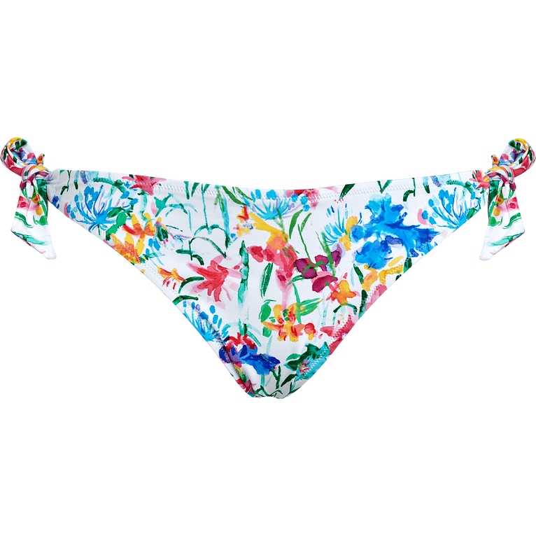 Happy Flowers Bikinihose Zum Seitlichen Binden Für Damen - Flamme - Weiss