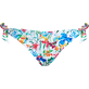 Slip bikini donna con laccetti laterali Happy Flowers Bianco vista frontale