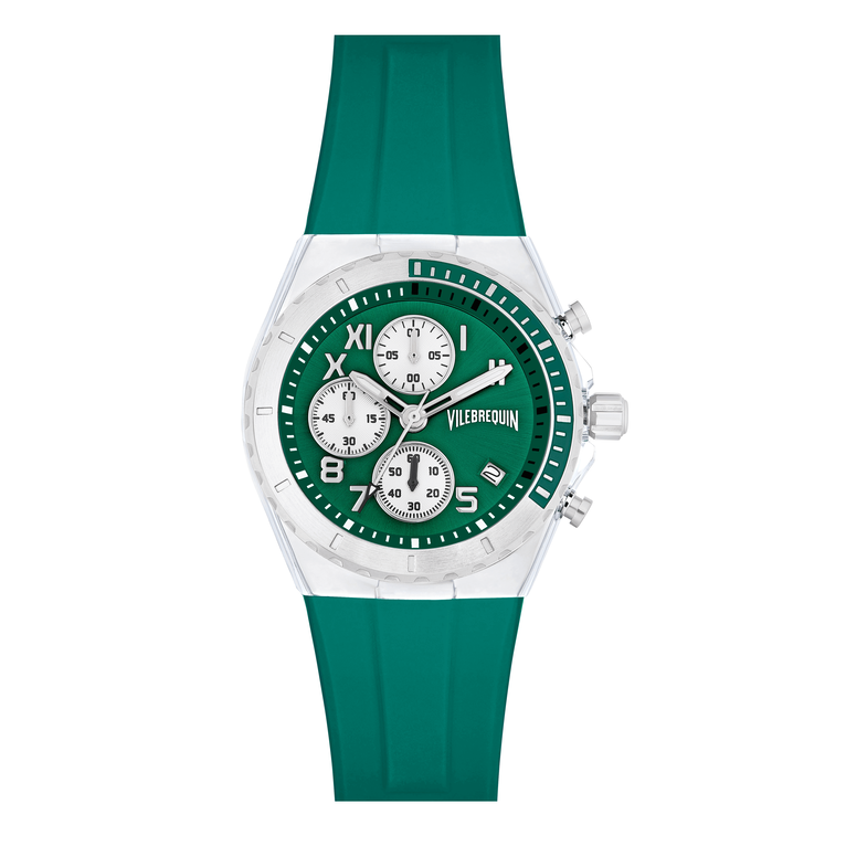 Steel Chrono Watch Vilebrequin - Watches - Kronos - Green - Size OSFA - Vilebrequin