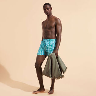 Pantaloncini mare uomo elasticizzati in maglia aran Thalassa dettagli vista 1
