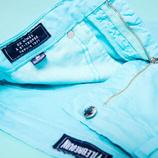 Women Stretch 5-Pockets Cotton Satin Bermuda Shorts Lagoon details view 3