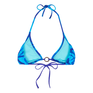 Top de bikini de triángulo con estampado Les Draps Froissés para mujer Azul neptuno vista trasera
