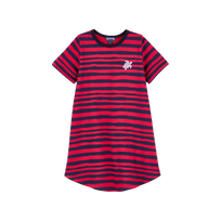 Vestito bambina in cotone biologico Turtles Stripes Ribes vista frontale