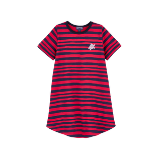 Vestito bambina in cotone biologico Turtles Stripes Ribes vista frontale