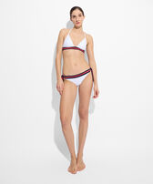 Braguita de bikini con tiras de atar laterales de color liso para mujer de Vilebrequin x Inès de la Fressange Blanco vista frontal desgastada