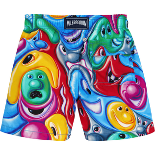 Bañador con estampado Faces In Places para niño - Vilebrequin x Kenny Scharf Multicolores vista trasera