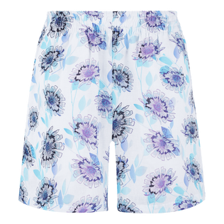 Bermudas de lino con estampado Flash Flowers para mujer Purple blue vista frontal
