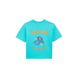 Boys T-shirt Back Gumy fish logo Disco green front view