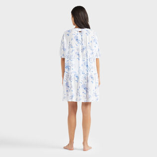 Women Viscose Dress Medusa and Shells White 背面穿戴视图