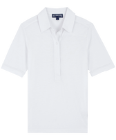 Solid Polohemd für Damen Weiss Vorderansicht