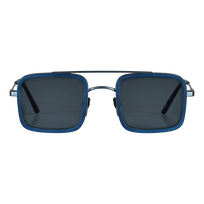White Tulipwood Women and Men Sunglasses - VBQ x Shelter Navy front view