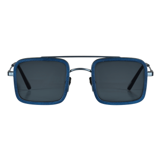 White Tulipwood Women and Men Sunglasses - VBQ x Shelter Navy front view