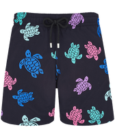 Men Swim Trunks Embroidered Tortue Multicolore - Limited Edition Black front view