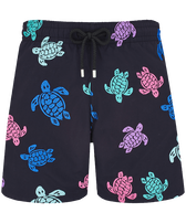 Men Swim Shorts Embroidered Tortue Multicolore - Limited Edition Black front view