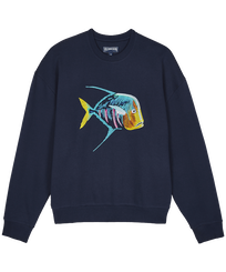 Hombre Autros Bordado - Men Organic Cotton Sweatshirt Piranhas, Azul marino vista frontal