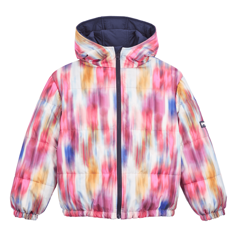 Wendbare Ikat Steppjacke Mit Schildkröten-print Für Mädchen - Giver - Blau