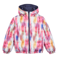 Girls Reversible Jacket Ikat Flowers Navy front view