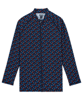 Camiseta de baño de manga larga con cremallera y estampado Micro Ronde des Tortues para hombre Azul marino vista frontal