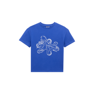 Camiseta en algodón orgánico con estampado Poulpes para niño Marrakech vista frontal