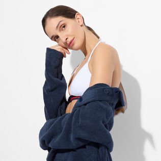 Frotteejacke für Damen – Vilebrequin x Ines de la Fressange Marineblau Details Ansicht 1