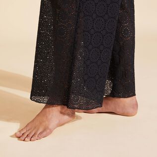 Pantalon en coton femme Broderies Anglaises Noir vue de détail 2