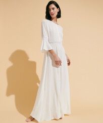 Women Dress Broderie Anglaise Chalk front worn view