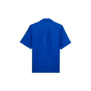 Camisa de bolos de lino de color liso para hombre Marrakech vista trasera