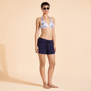Short de bain en éponge femme uni Bleu marine vue de détail 1