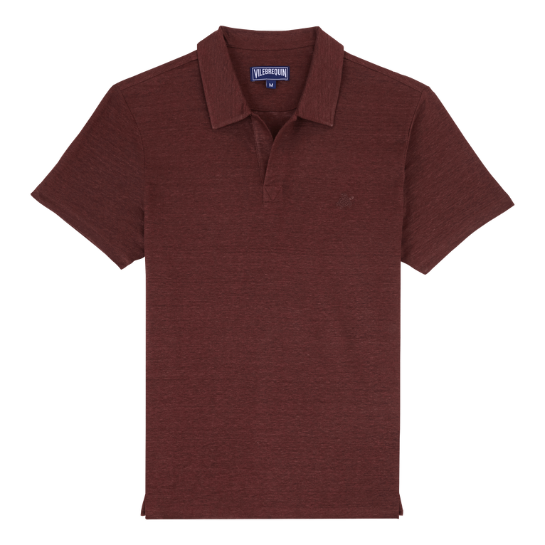 Men Linen Jersey Polo Shirt Solid - Pyramid - Red - Size M - Vilebrequin