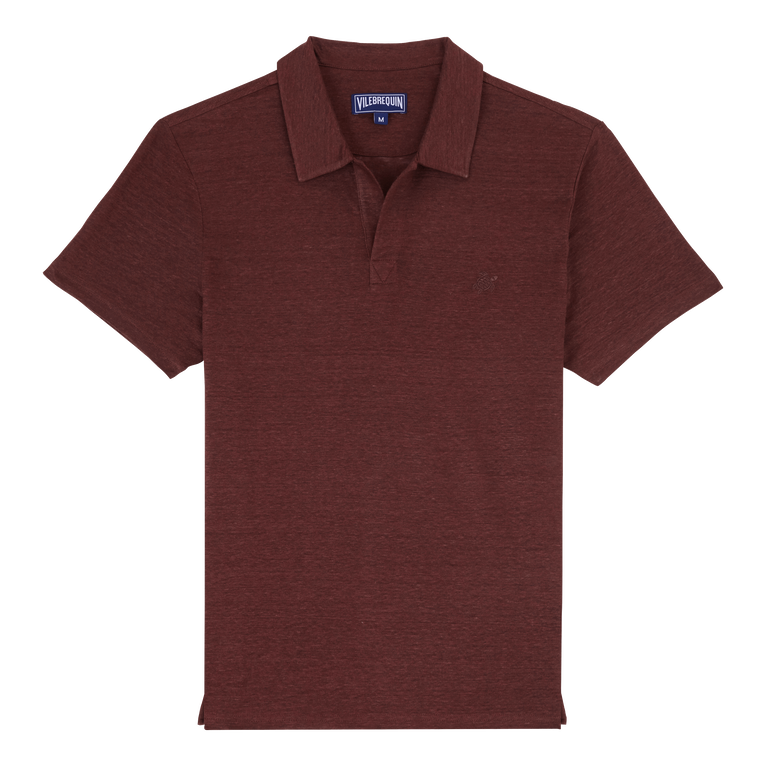 Men Linen Jersey Polo Shirt Solid - Pyramid - Red