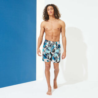 Bañador elástico largo con estampado Californian Pool Dogtown para hombre - Vilebrequin x Highsnobiety Blue note vista frontal desgastada