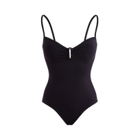 Costume intero donna a fascia tinta unita Nero vista frontale