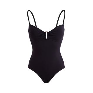 Costume intero donna a fascia tinta unita Nero vista frontale