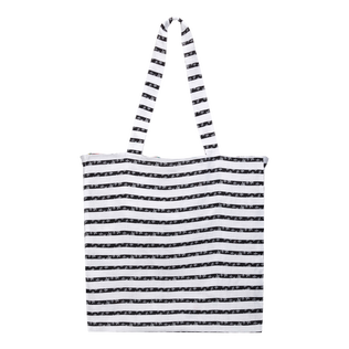 Black and white striped beach bag on sale
