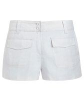 女士纯色亚麻百慕大短裤 - Vilebrequin x JCC+ 合作款 - 限量版 White 正面图
