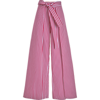 Women Organic Cotton Pants - Vilebrequin x Ines de la Fressange Poppy red front view