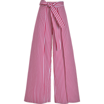 Pantalon en voile de coton femme - Vilebrequin x Ines de la Fressange Coquelicot vue de face