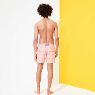 Bañador con bordado 1990 Striped Palms para hombre - Edición limitada Pink polka vista trasera desgastada