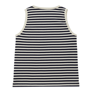 Girls Striped Organic Cotton Tank top Navy / white back view
