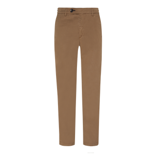 Men Tencel Cotton Chino Pants Solid Tobacco front view