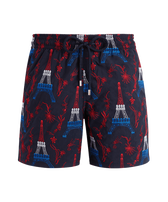 Poulpe Eiffel Badeshorts mit Stickerei für Herren – Limitierte Serie Marineblau Vorderansicht