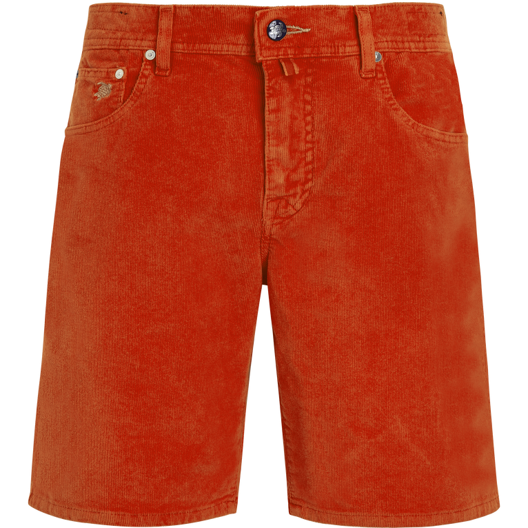 Men Corduroy Bermuda Shorts Solid - Garonne - Red - Size 34 - Vilebrequin