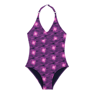 Girls One-piece Swimtrunk Hypno Shell Navy front view