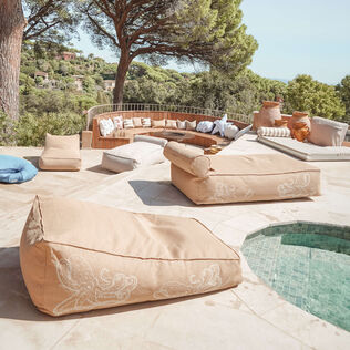 Raffia-effect beige Sun Lounger with octopus embroidery  – VBQ x MX HOME Beige 细节视图1