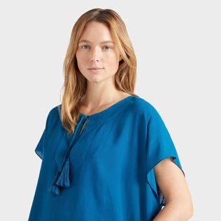 Camisa de viscosa de color liso para mujer Peacock detalles vista 2