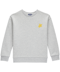 Sweatshirt mit Rundhalsausschnitt und Stickerei für Jungen Graumeliert Vorderansicht